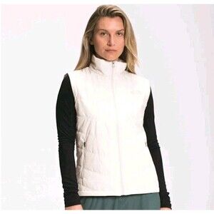 The North Face Tamburello Puffer Vest Cream Ivory Cropped Primaloft Women's XS